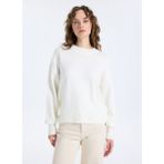 Jeep Bisiklet Yaka Loose Fit Düz Örgü Desenli Ekru Kazak Kadın J5WL-KZK7153 - XL