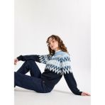 Jeep Bisiklet Yaka Relaxed Jakarlı Ekru - Lacivert Kazak Kadın J5WL-KZK7050 - XL
