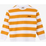 Jeep C4SG-SWT4111 Beyaz Sarı Bisiklet Yaka Oversize Çizgili Kız Çocuk Sweatshirt