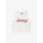 Jeep C4SG-TST4012 Ekru Bisiklet Yaka Crop Top Baskılı Kız Çocuk Atlet