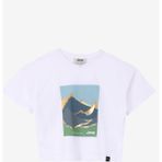 Jeep C4SG-TST4014 Ekru Bisiklet Yaka Crop Top Baskılı Kız Çocuk T-Shirt