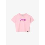 Jeep C4SG-TST7029 Pembe Bisiklet Yaka Crop Top Baskılı Kız Çocuk T-Shirt