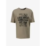 Jeep C4SM-TST4533 Haki Erkek Bisiklet Yaka Loose Fit Baskılı T-Shirt
