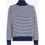 Jeep Dik Yaka Loose Fit Çizgili Lacivert - Beyaz Kazak Kadın C4WL-KZK4813 - M