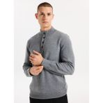 Jeep Dik Yaka Relaxed Düz Örgü Desenli Gri Melanj Erkek Kazak J5WM-KZK7855 - XL