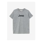 Jeep J4SB-TSH1 Gri Melanj Bisiklet Yaka Relaxed Baskılı Erkek Çocuk T-Shirt
