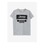 Jeep J4SB-TSH8 Gri Melanj Bisiklet Yaka Relaxed Baskılı Erkek Çocuk T-Shirt