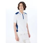 Jeep Polo Yaka Relaxed Blok Desenli Ekru - Lacivert Erkek Kazak J5SM-KZK7209 - XL