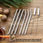 Jeffergarden 2 Temizleme Fırçalı Premium Cam Pipet Seti Isıya Dayanıklı Yeniden Kullanılabilir Pipetler Kahve Ve Meyve Suyu Severler Için BPA İçermeyen Çevre Dostu Sofra Takımı