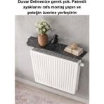 Jeina Lux - Dresuar Montaj Gerektirmeyen 60X18 cm Oval Kesim Petek Üstü Uçan Raf Kitaplık - Siyah - Beyaz