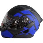Jekai Jk-21 902 Model Güneş Vizörlü Çenededen Açılır Kask - Siyah-Mavi - Xl - Mat Siyah
