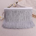JekyTMP 2 Yard 20cm Saçak Döşeme Polyester Zincir Süslemeleri Şerit Dantel Püskül Süsleme Dikiş için Saçak Püskül Süsleme Latin Dans Elbisesi Elbiseleri için El Sanatları DIY Giyim Lambası ve Yastık (Gümüş)