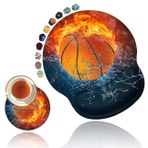 Jel Bilek Desteği ile Ergonomik Mouse Pad, Kaymaz PU Tabanlı Fare Altlığı, Bilgisayar, Dizüstü Bilgisayar, Ev Ofis Oyunları, Çalışma, Ateş ve Suda Ağrı kesici Basketbol Topu + Bardak Altlığı için