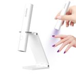 Jel çiviler için UV ışığı, Denabuty Mini UV LED tırnak lambası, el standlı, taşınabilir tırnak kurutucu, şarj edilebilir USB kablosuz, hızlı kuruma için 2 zamanlayıcılı tırnak lambası (beyaz)
