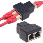 Jelang 1 Ila 2 Yollu Lan Ethernet Ağ Kablosu RJ45 Dişi Ayırıcı Konnektör Adaptörü (Yurt Dışından) - Siyah