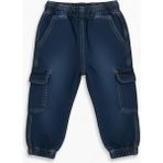 Jena Erkek Bebek Kargo Cepli Kot Pantolon 9-36 Ay Mavi - 9 - 12 Ay