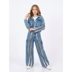 Jena Kız Çocuk Fermuar Detaylı Denim Takım 8-14YAŞ Mavi - 8 Yaş