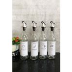 Jenisa 4'lü Cam Yağdanlık Sirkelik Limonluk Beyaz Etiketli Damlatmaz Başlıklı 375 ml