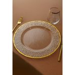 Jenisa Altın Detaylı Yuvarlak Cam Supla – 33 Cm Servis Ve Dekor Tabağı
