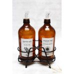 Jenisa Amber 500 ml Şişe Siyah Standlı Şeffaf Akıtıcılı Mantar Tıpa Yağdanlık Yağlık