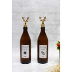 Jenisa Etiketli Altın Geyik Mantar Tıpa Amber Yağ Şişesi 2'li 500 ml