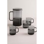 Jenisa Modern Borosilikat Cam Sürahi Seti – Füme Degrade, 4 Bardaklı, 2100 ml