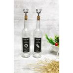 Jenisa Şeffaf Cam Şişe Siyah Etiketli Siyah Geyik Mantar Tıpalı 2'li 750 ml