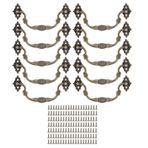 Jenngaoo 10 set antika tutamak, vintage mobilya çekmecesi, çinko alaşımı, ahşap kutu sapları, dolap için vidalı, komodin (l)