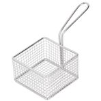 Jenngaoo Mini Patates Kızartması Sepeti, Paslanmaz Çelik Kare Fritöz Sepetleri Süzgeç Gıda Filtresi Ağı, Kızarmış Atıştırmalıklar, Cipsler, Tavuk Kanadı için Uzun Saplı - 9,5 x 6 cm / 3,7 x 2,4 inç