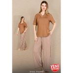 Jenny Daphne Kadın Viskon Pijama Takımı Yazlık Hafif Nefes Alan Kumaş Öpücük Desenli Rahat Kesim Pijama Takımı 12687