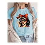 JENOLAN Kadın Vintage Pop Art Baskılı Oversize Tişört Salaş