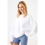 Jerf Aura Sweatshirt Beyaz Erkek Çocuk İçin Rahat Kesim Modern Tasarım - L