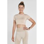 Jerf Captiva Yumuşak Dokulu Esnek Crop Bej Top