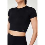 Jerf Captiva Yumuşak Dokulu Esnek Siyah Crop Top Kadın T-shirt