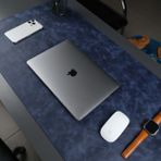 Jersey Hakiki Deri Masa Matı & Pedi - Büyük Oyuncu Mouse Pad & Oyuncu Laptop Masa Matı - 37x80cm - Lacivert