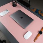 Jersey Hakiki Deri Masa Matı & Pedi - Büyük Oyuncu Mouse Pad & Oyuncu Laptop Masa Matı - 37x80cm - Pembe