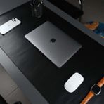 Jersey Hakiki Deri Masa Matı & Pedi - Büyük Oyuncu Mouse Pad & Oyuncu Laptop Masa Matı - 37x80cm - Siyah