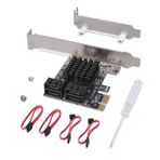 JESOT SATA Kart 4 Bağlantı Noktası, 4 SATA Kablolu, 6 Gbps SATA 3.0 Denetleyici PCI Express Ekspresyon Kartı Düşük Profil Braketli Destek 4 SATA 3.0 Cihazı