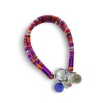 JesPawty Jesspecial Mor İp Halat Kedi Köpek Kolyesi Charm Uçlu Gümüş Rengi