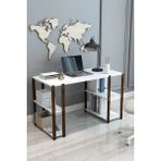 Jest Dekor Konsept 4 Raflı Beyaz Ahşap Kitaplıklı Çalışma, Ders, Bilgisayar Masası - Demonte, Ergonomik Tasarım ve Çift Yönlü Kullanım - Şık ve Fonksiyonel - 72CM X 120CM