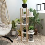 Jest Dekor Konsept Lotus Beyaz Ahşap 5 Katlı Çiçeklik, Saksılık, Çiçek Standı, Dekoratif Raf / Çok Amaçlı Kullanım