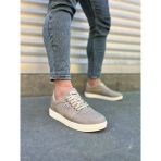 Jet-0118 Rex Bağcıklı Keten Kumaş Erkek Günlük Sneaker Ayakkabı Kkt - Bej