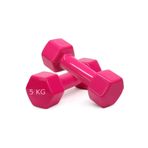 Jet Demir Dambıl 5 Kg X 2 Adet Vinyl Kaplı Demir Döküm Dumbell Dambıl Seti 1 Çift Tanesi 5 Kg Pembe