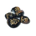 Jet International Yeni Akik 5 Element Tumbled Stones Kalın Gerçek Dünya Wicca Pagan Torbası Hediye Hava Su Toprak Ateş Ruhu Pentagram Yıldız Ruhsal Medyum Metafizik İbadet Altar