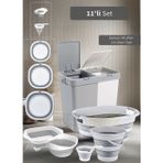 Jet' s Home 11'li Set Çamaşır Sepeti- Katlanır Sele- Badya- Kova- Maşrapa- Süzgeç- Kesim Panosu-Huniler BPA Free