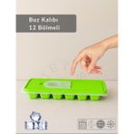 Jet' s Home 12 Bölmeli Buz Kalıbı Esnek Silikon Buz Küpü BPA FREE Kare Bas Parmak Buzluk 3x3 Yeşil