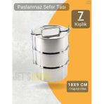 Jet' s Home 3’lü Sefer Tası 18x9 cm Yemek Taşıma Kabı Paslanmaz Çelik No:4 Kapasite 7 Kişilik