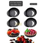 Jet' s Home 6’lı Set Mini Boy Tart Kalıbı Çıkartılabilir Tabanlı Turta Kalıbı Karbon Çelik Kek Kalıbı 10 cm