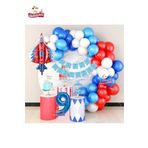 Jet Uçak Mavi 9 Yaş Folyolu Kırmızı Beyaz Mavi Balon Zincir Doğum Günü Seti
