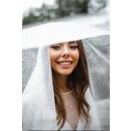 JetDukkan Simli Duvak 3 Metre (RAHİBE) Oval - Gelin Gelinlik Için, Nikah, Duvağı,tül, Kırık Beyaz